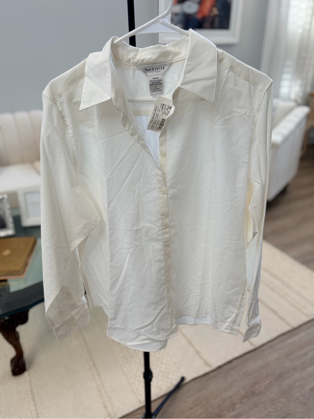 Van Heusen Men's Off-White Long-Sleeve Button Shirt